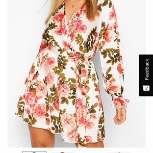 Floral print midi wrap dress